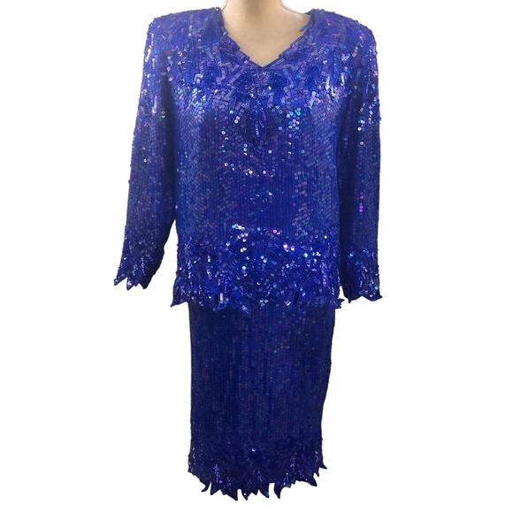 ⭐ 🔥 50% OFF SALE —FINAL PRICEVintage Stenay Silk Sequin Skirt Blouse Set Size M - Picture 7 of 14